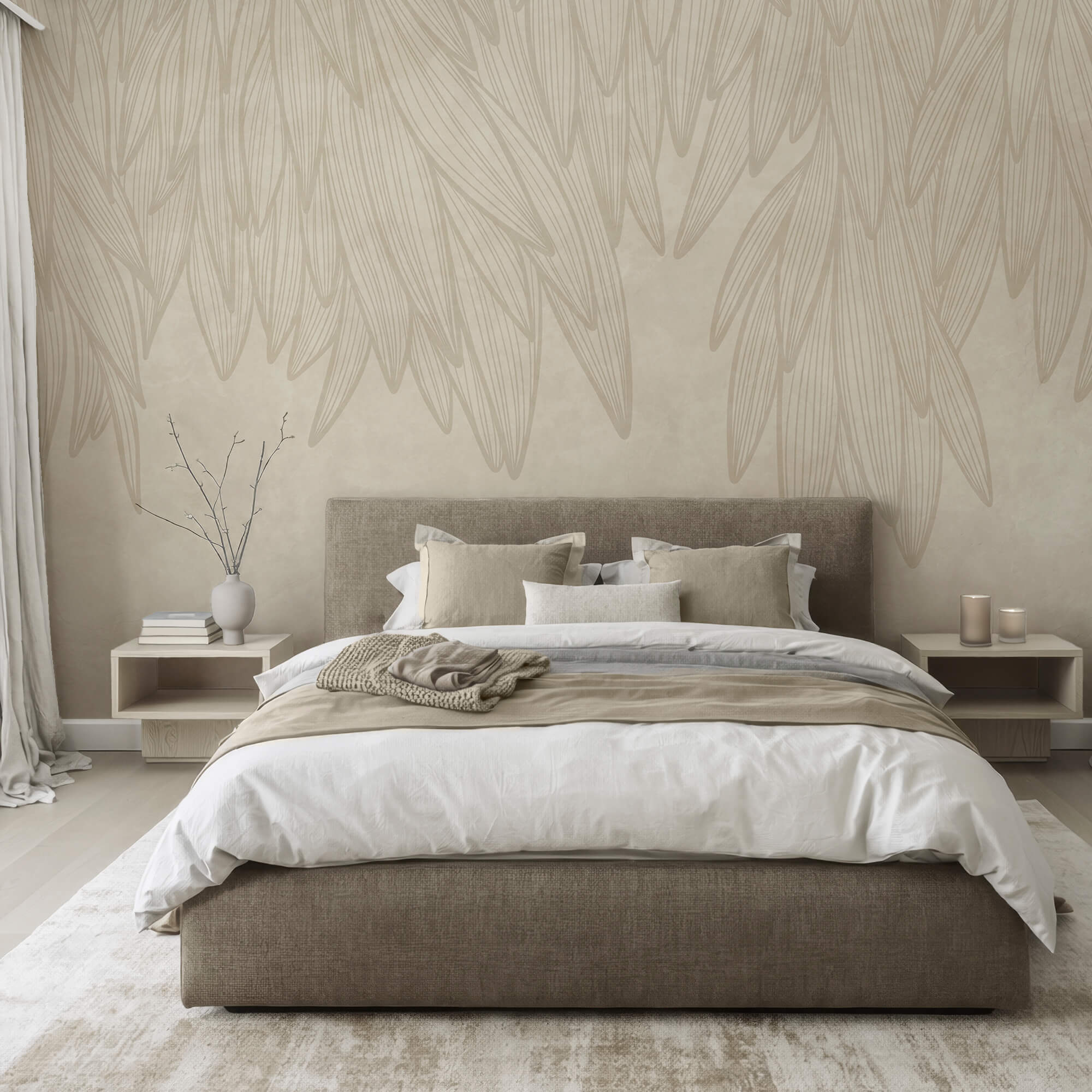 Fondo blanco y beige con hojas