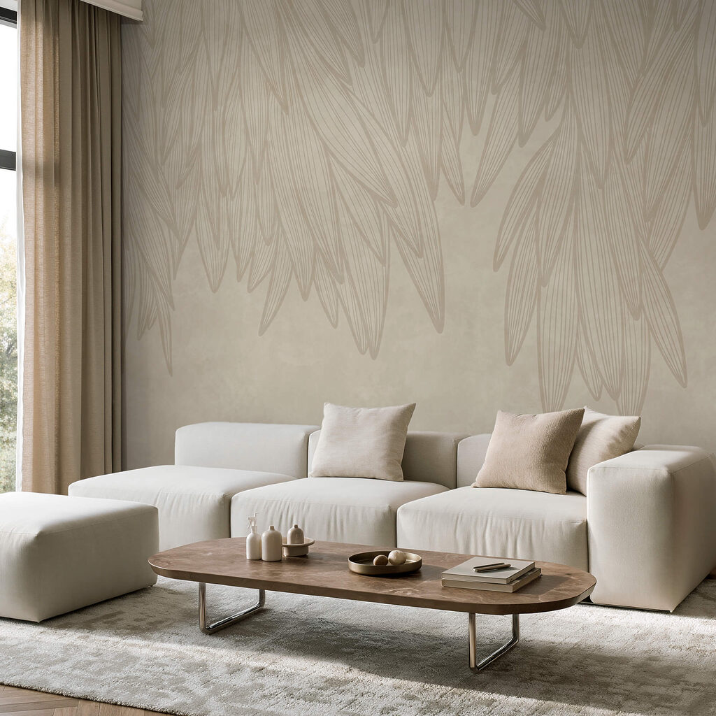Fondo blanco y beige con hojas