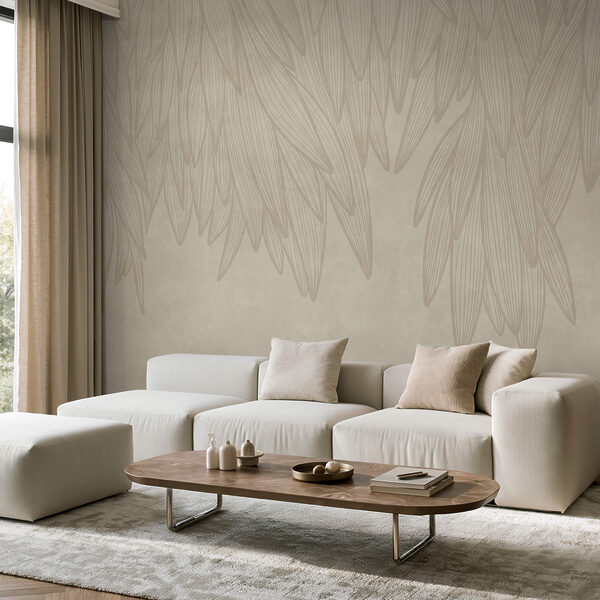 Fondo blanco y beige con hojas