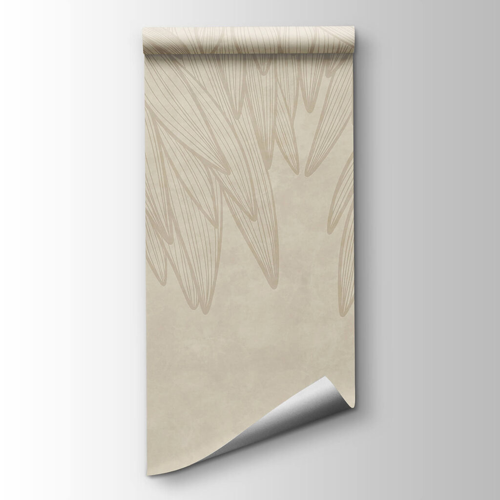 White and tan background with leaves
