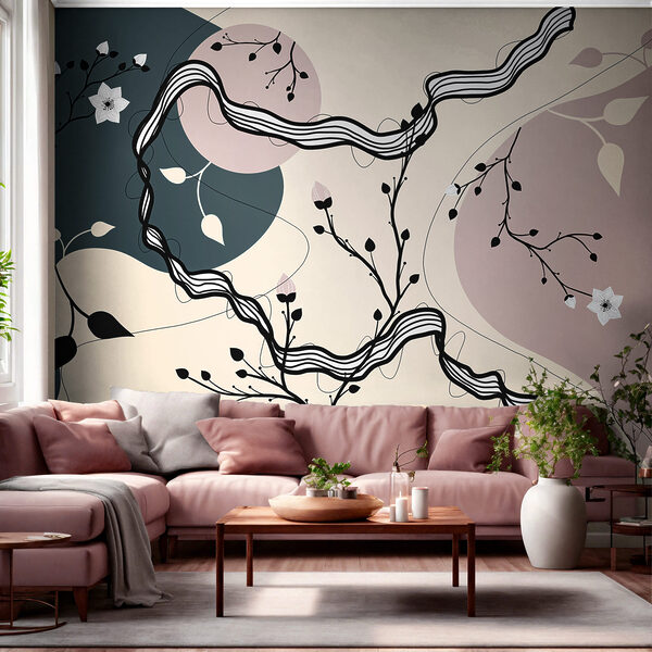 Dibujo de un árbol con flores y hojas