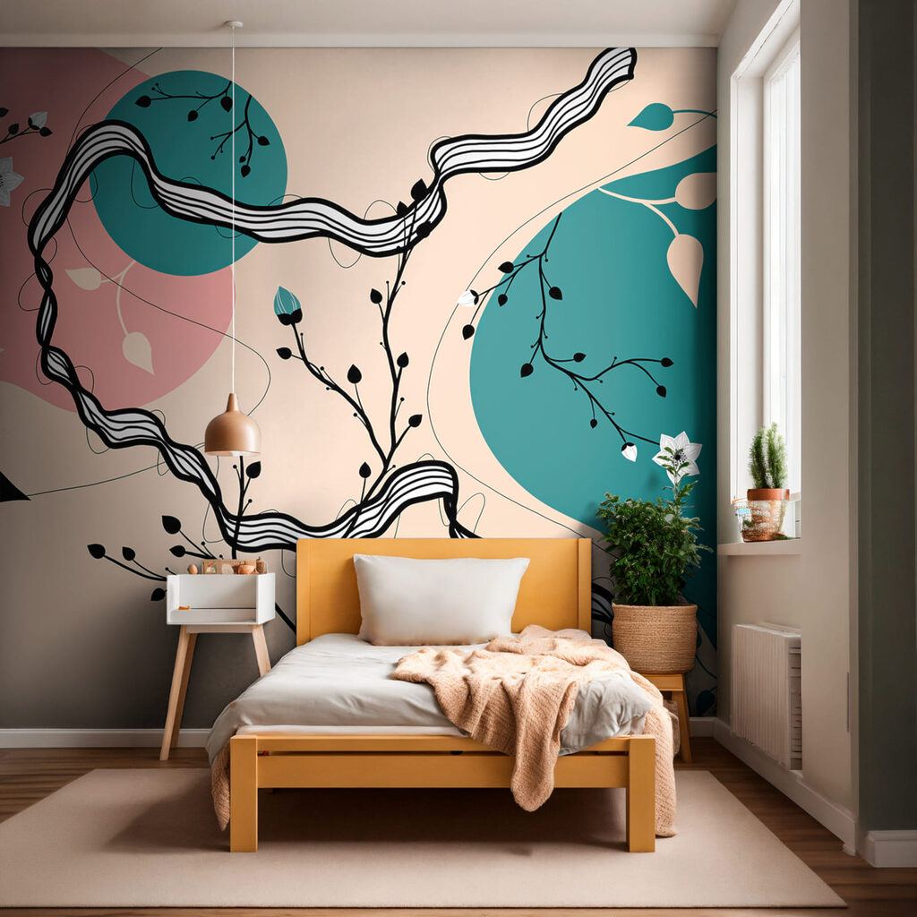 Dibujo de un árbol con flores y hojas