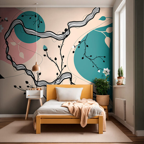 Dibujo de un árbol con flores y hojas