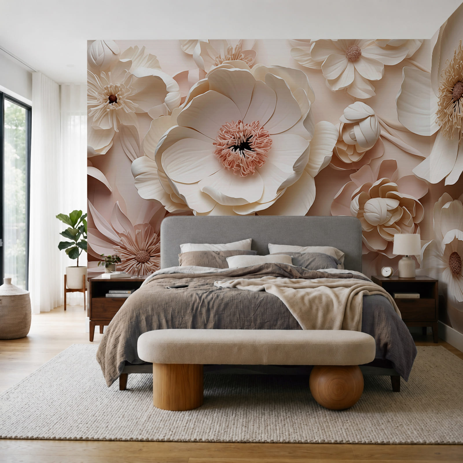 Ramo de flores blancas y rosas
