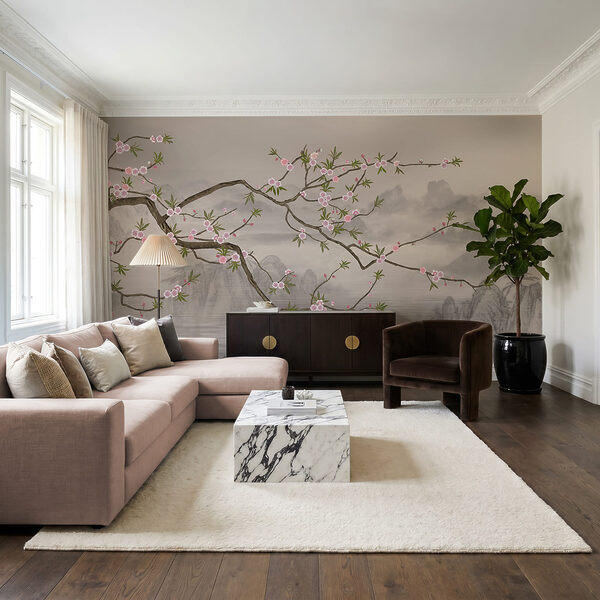 Rama de árbol con flores rosas Rama de árbol con flores rosas