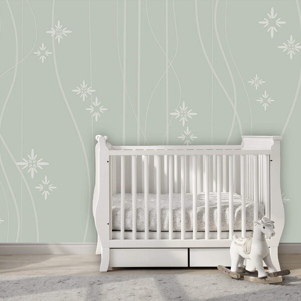 Papel pintado con flores blancas y líneas Papel pintado con flores blancas y líneas
