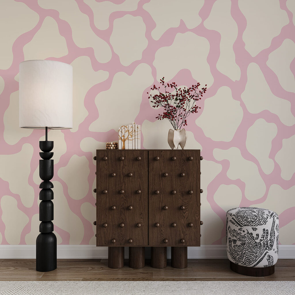Estampado de vacas en rosa y blanco