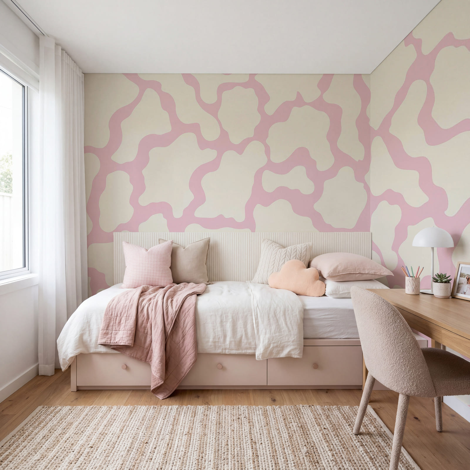 Estampado de vacas en rosa y blanco