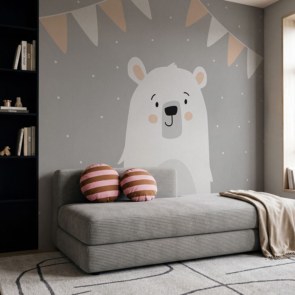 Oso polar sobre fondo gris
