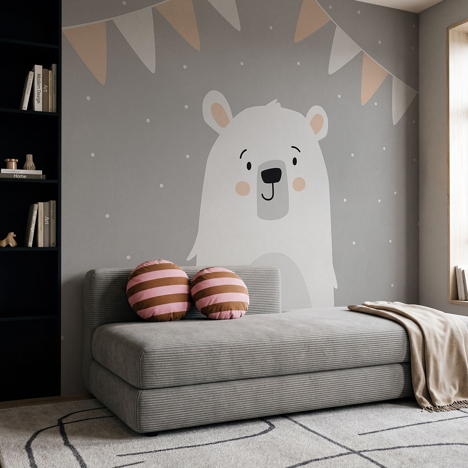 Oso polar sobre fondo gris