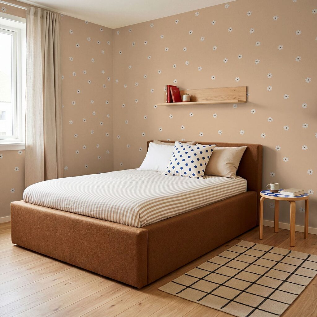 Diseño de pequeñas flores blancas sobre un fondo beige