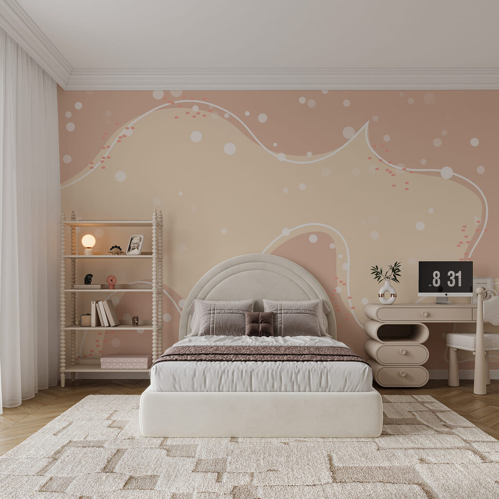 Fondo blanco y rosa con lunares