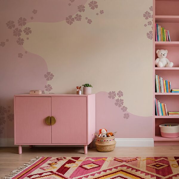 Fondo rosa y blanco con flores