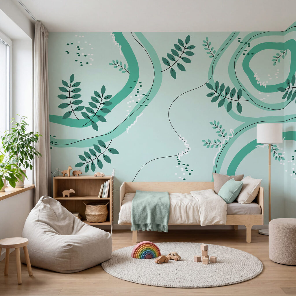 Diseño verde y blanco con hojas Diseño verde y blanco con hojas