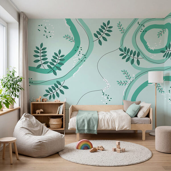 Diseño verde y blanco con hojas Diseño verde y blanco con hojas