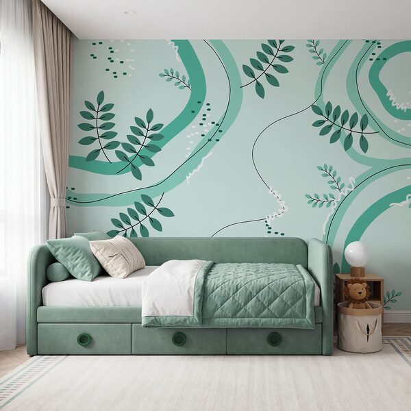Diseño verde y blanco con hojas Diseño verde y blanco con hojas