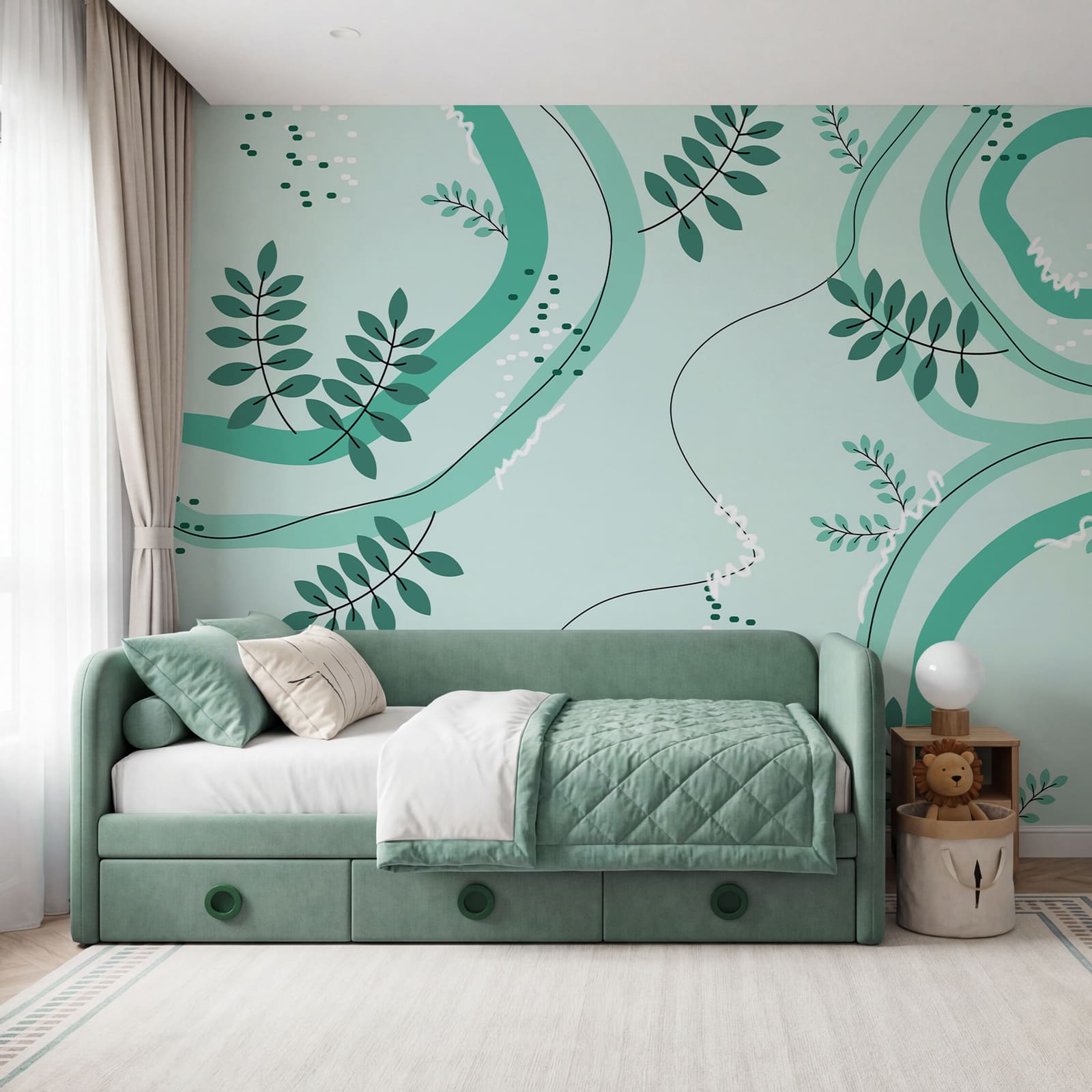 Diseño verde y blanco con hojas Diseño verde y blanco con hojas