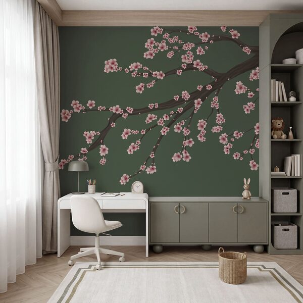 Rama de árbol con flores rosas Rama de árbol con flores rosas
