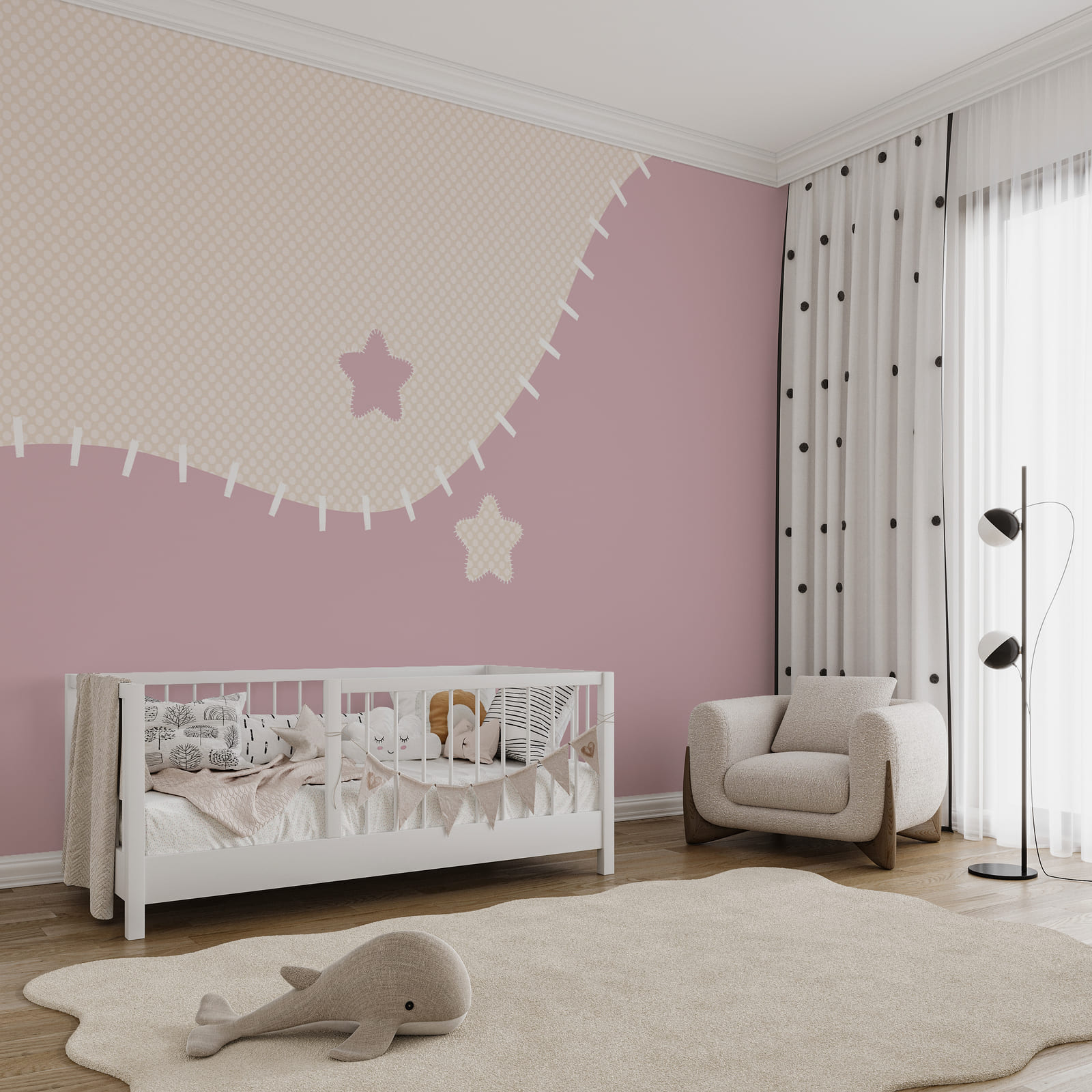 Tela rosa y blanca con estrellas Tela rosa y blanca con estrellas