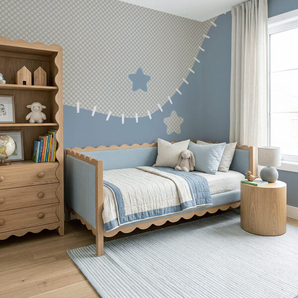 Tela azul y blanca con estrellas