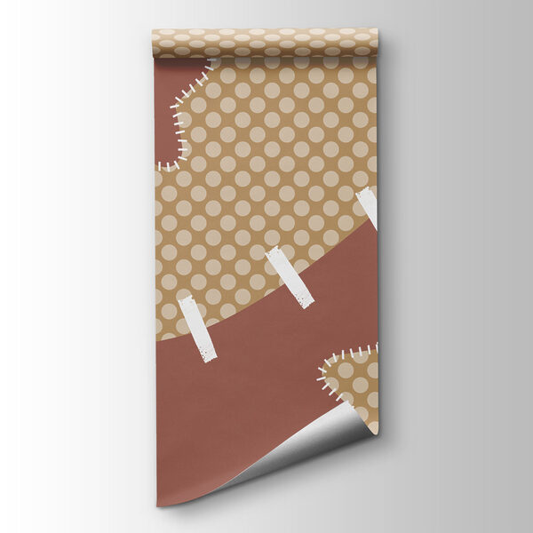 Brown and tan fabric with white stitching Brown and tan fabric with white stitching