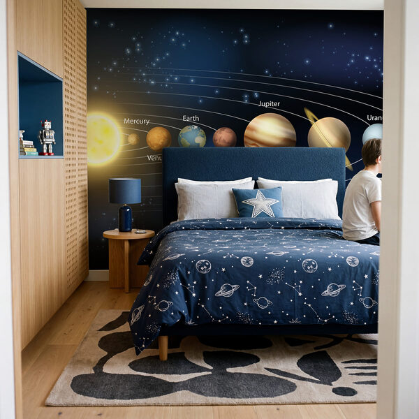 Sistema solar con planetas y estrellas Sistema solar con planetas y estrellas