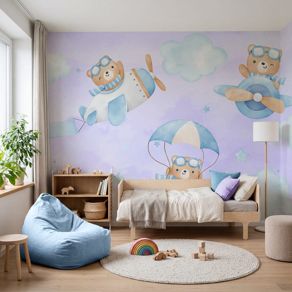 Grupo de ositos de peluche en el cielo Grupo de ositos de peluche en el cielo