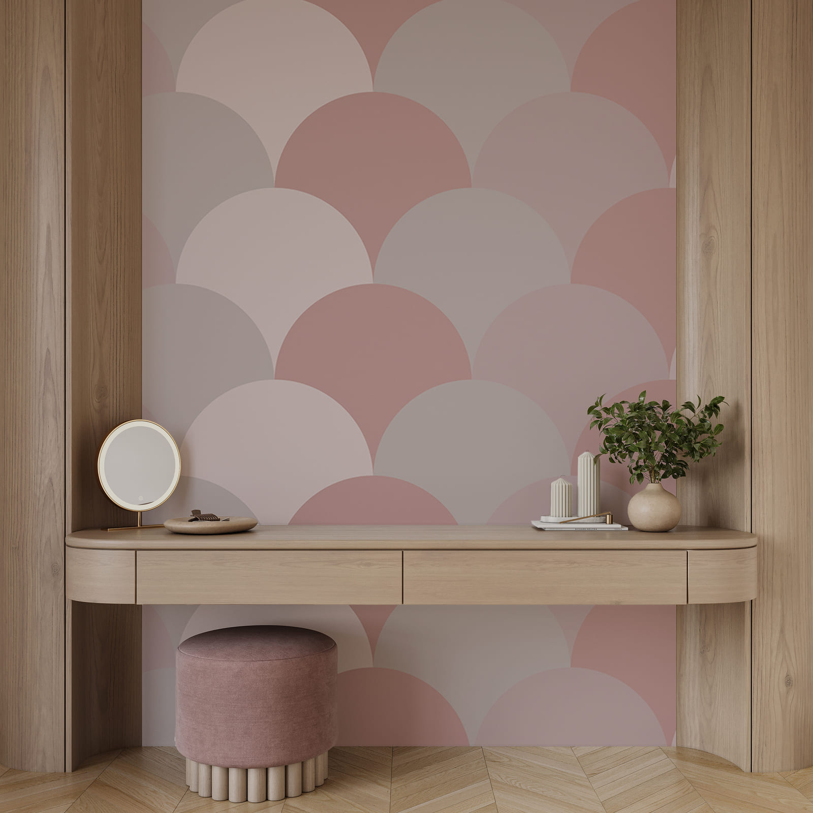 Diseño de círculos en rosa y gris Diseño de círculos en rosa y gris