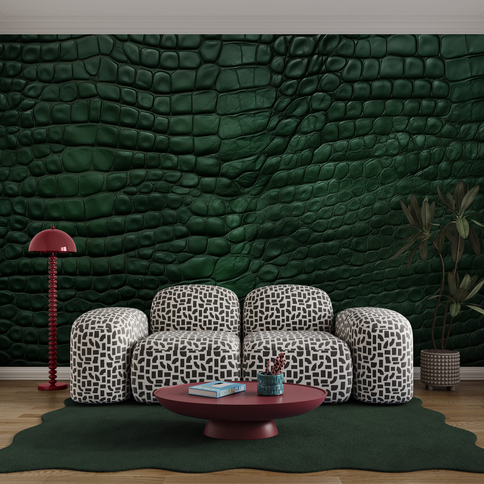 Superficie verde con textura y motivos únicos Superficie verde con textura y motivos únicos