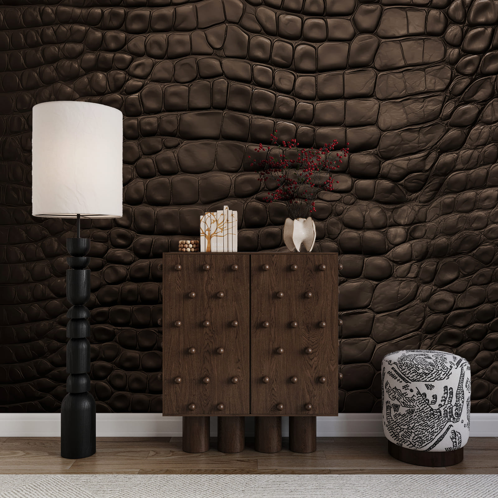 - Elegante superficie oscura con textura