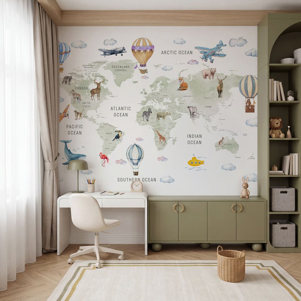 Mapa del mundo con animales y aves Mapa del mundo con animales y aves