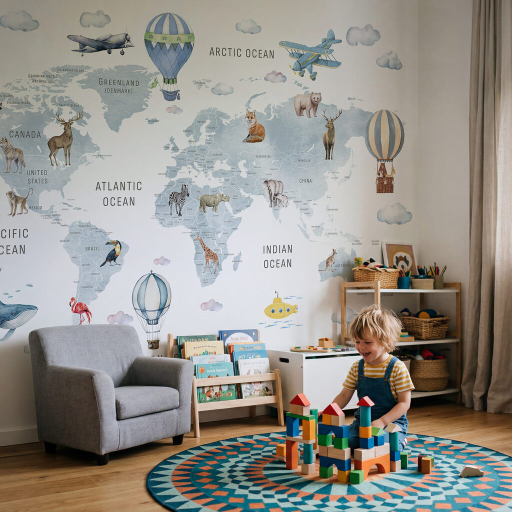 Mapa del mundo con animales y aves Mapa del mundo con animales y aves