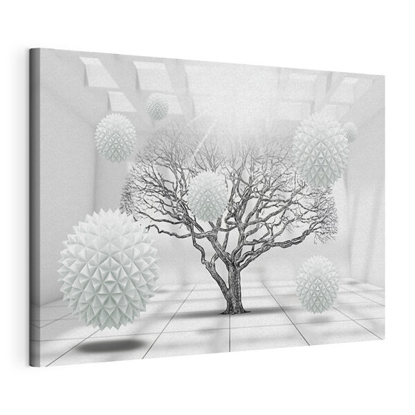 Cuadros Árbol con bolas blancas flotando en el aire (SKU: s02828) Cuadros Cuadros Árbol con bolas blancas flotando en el aire (SKU: s02828)