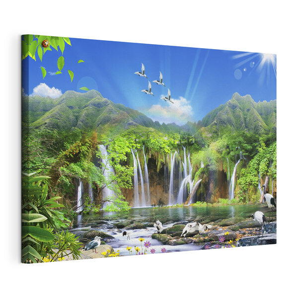 Cuadros Una cascada sobre la que vuelan pájaros (SKU: s03428) Cuadros Cuadros Una cascada sobre la que vuelan pájaros (SKU: s03428)