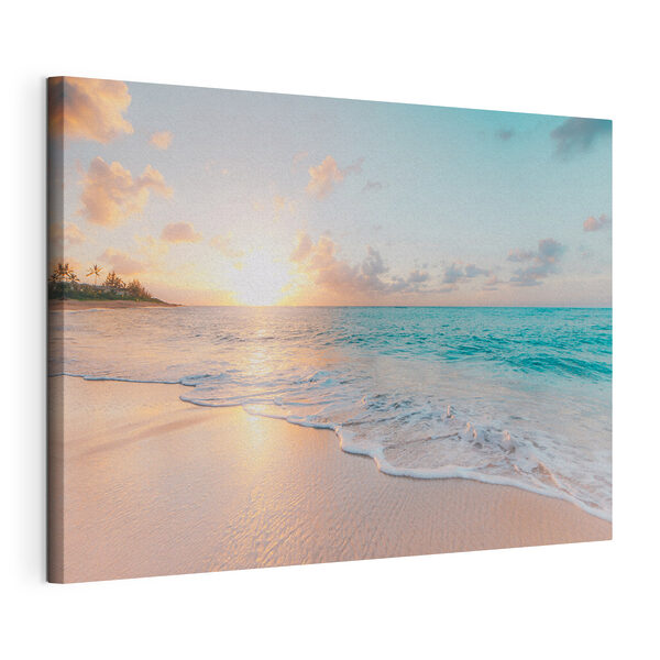 Cuadros Cuadros Una playa con olas y una puesta de sol (SKU: s28661)
