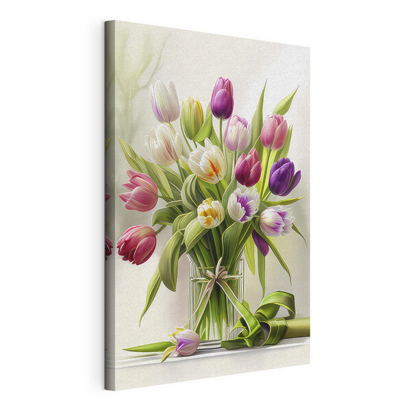 Cuadros Cuadros Un ramo de tulipanes en un jarrón de cristal (SKU: s31219)