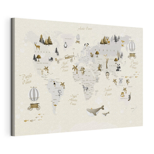 Cuadros Un mapa del mundo con animales