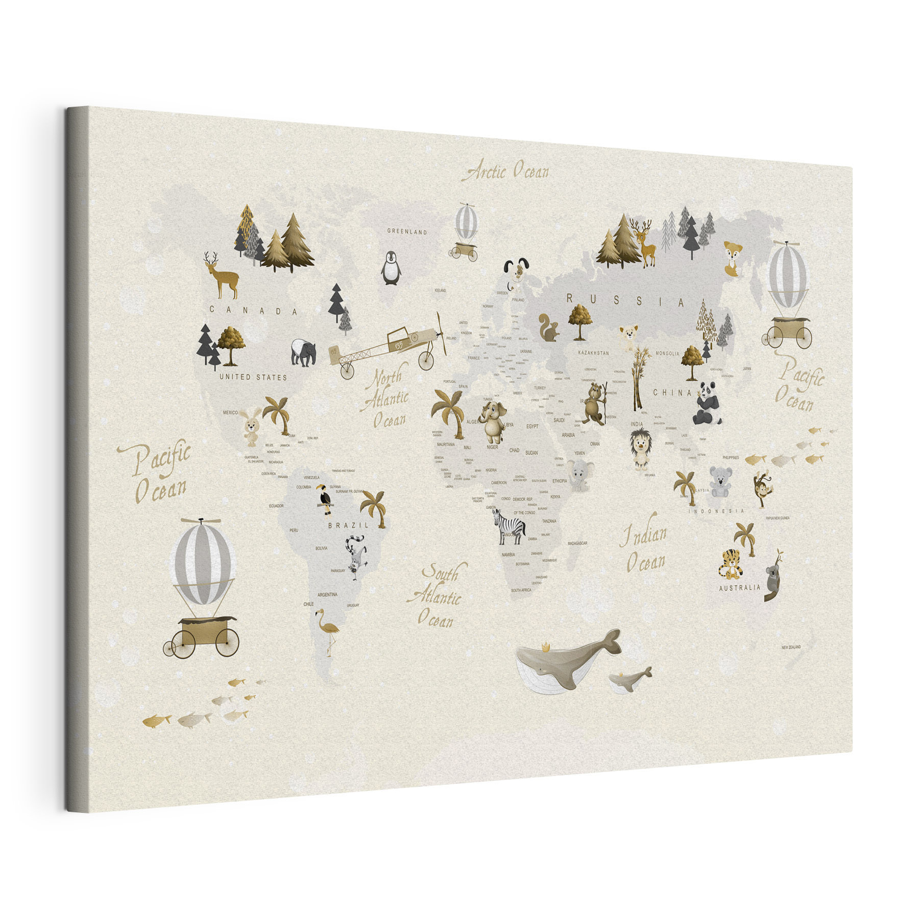 A map of the world with animals A map of the world with animals