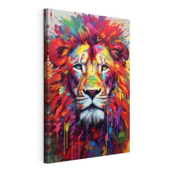 Un león de colores con bigotes blancos Cuadros Un león de colores con bigotes blancos
