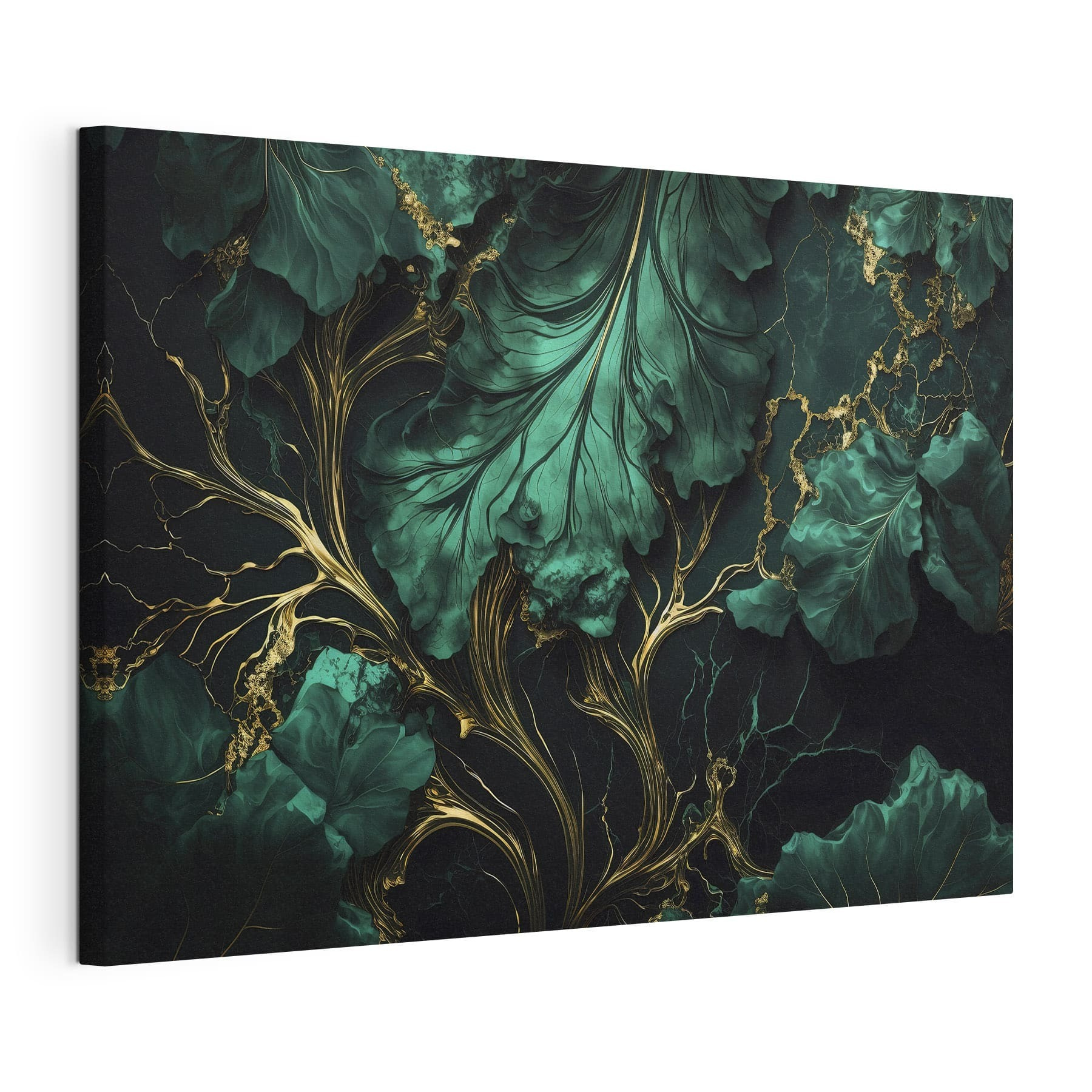 Elegant teal leaves with metallic veins