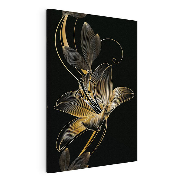 Cuadros Elegante composición floral en negro y ámbar