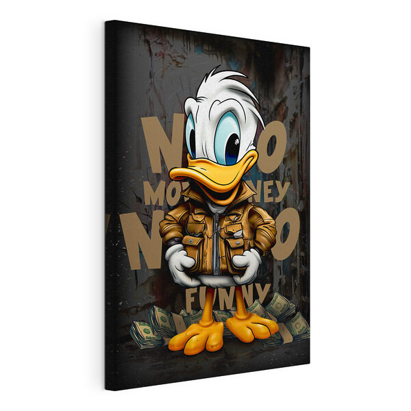 Cuadros Pato de dibujos animados con una chaqueta y un fajo de billetes en la mano (SKU: s35194) Cuadros Cuadros Pato de dibujos animados con una chaqueta y un fajo de billetes en la mano (SKU: s35194)