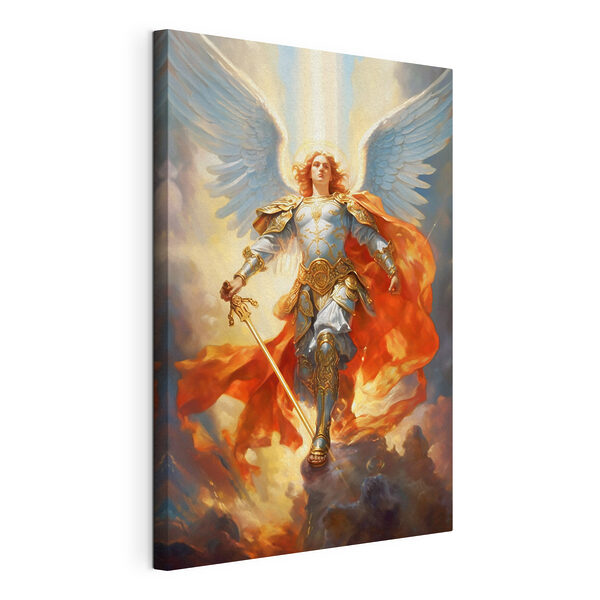Cuadros Un cuadro en el que aparece una persona con armadura, alas y una espada (SKU: s35352) Cuadros Cuadros Un cuadro en el que aparece una persona con armadura, alas y una espada (SKU: s35352)