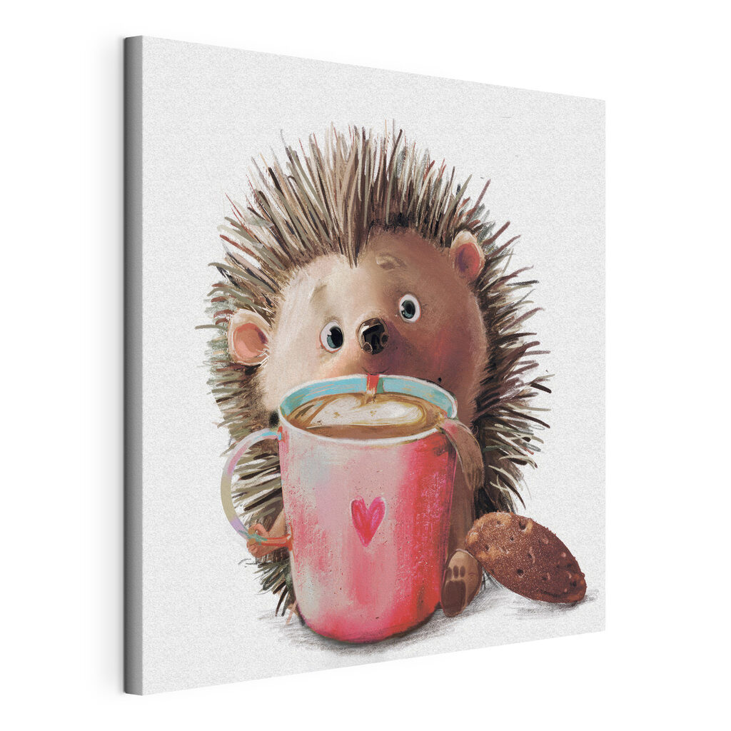 A hedgehog holding a cup of coffee A hedgehog holding a cup of coffee