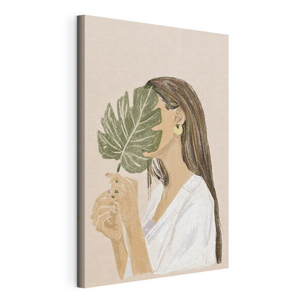 Cuadros Mujer sosteniendo una hoja (SKU: s35800) Cuadros Cuadros Mujer sosteniendo una hoja (SKU: s35800)