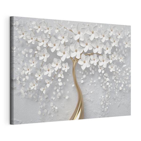 Un árbol con flores y hojas blancas Cuadros Un árbol con flores y hojas blancas