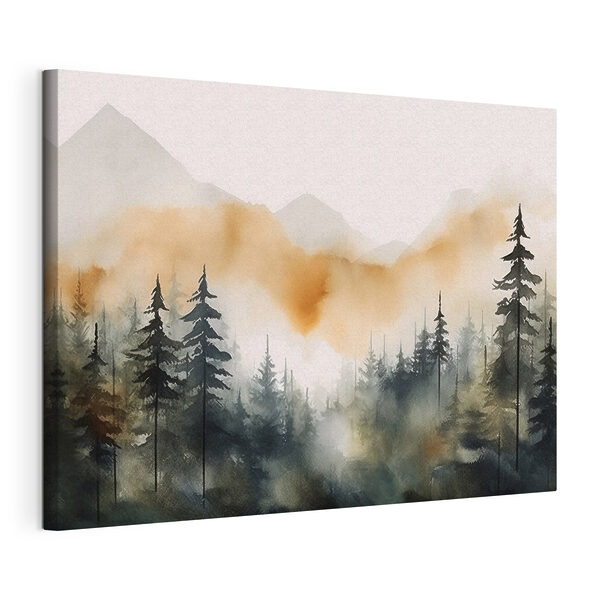 Cuadros Una acuarela de un bosque con montañas al fondo (SKU: s36008) Cuadros Cuadros Una acuarela de un bosque con montañas al fondo (SKU: s36008)