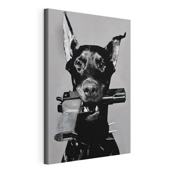 Cuadros Un perro con una pistola en la boca (SKU: s36177) Cuadros Cuadros Un perro con una pistola en la boca (SKU: s36177)