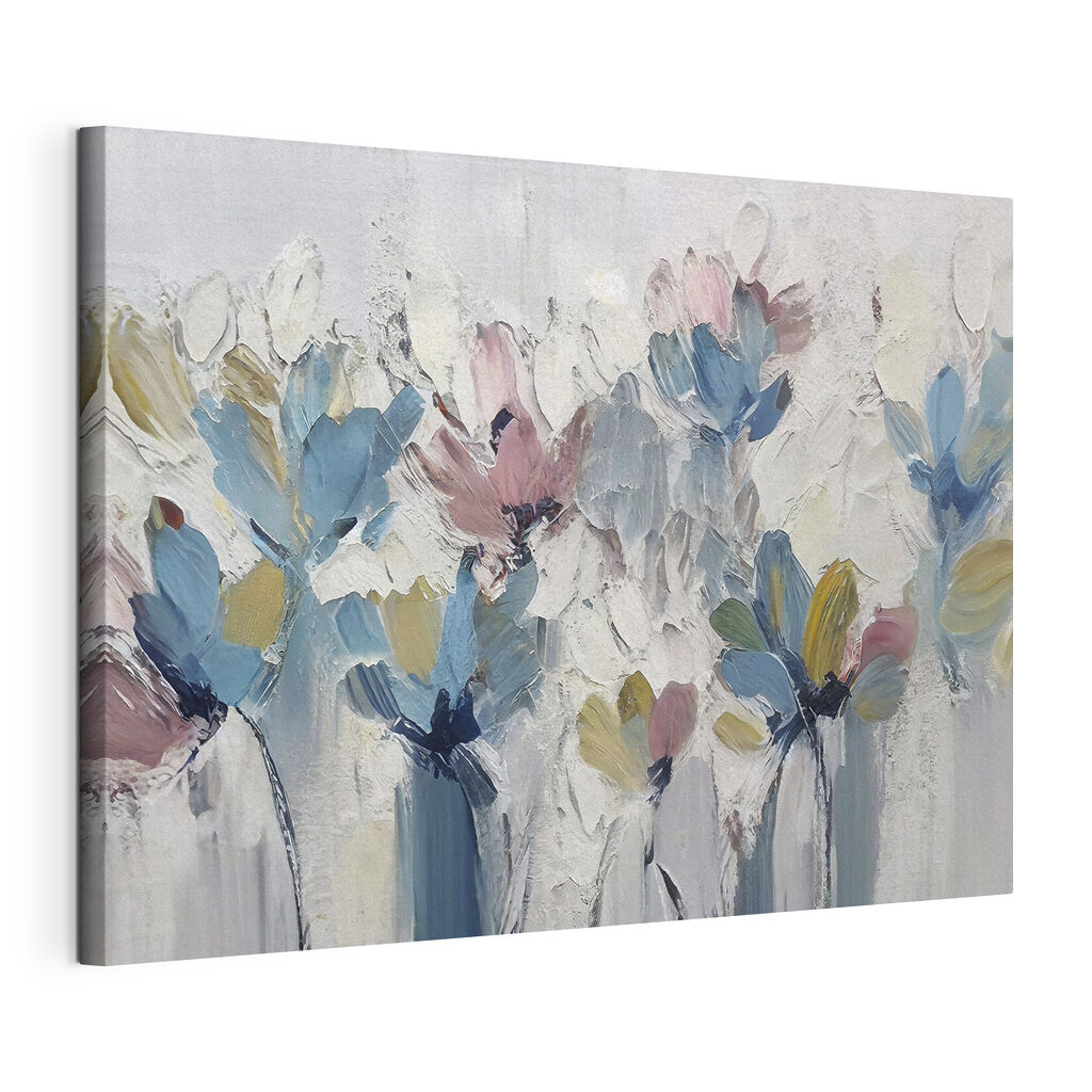 A painting of flowers on a white surface A painting of flowers on a white surface