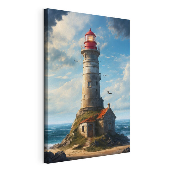 Un faro sobre un peñón con la isla Ford al fondo Cuadros Un faro sobre un peñón con la isla Ford al fondo